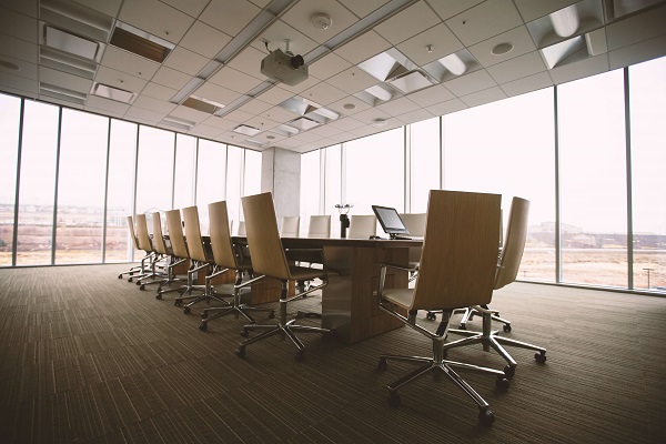 empty conference room with business phone system equipment